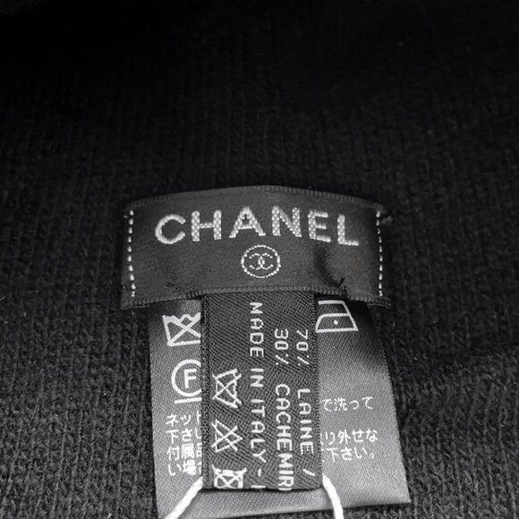 CHANEL Logo knit hat Wool 70%/Cashmere30% Black/Gray - Picture 8 of 10